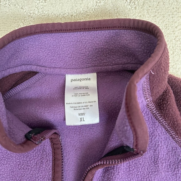 Vintage Kids XL Patagonia Warm Fleece Purple Brown Outdoors Hiking Winter - Picture 4 of 5